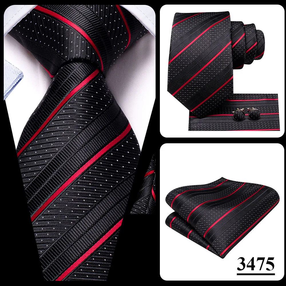 Our Brand  2025 Hi Tie Striped Sage Green Mens Fashion Necktie Handkerchief Cufflinks for Tuxedo Accessory Classic Silk Luxury Tie for Man Gift
