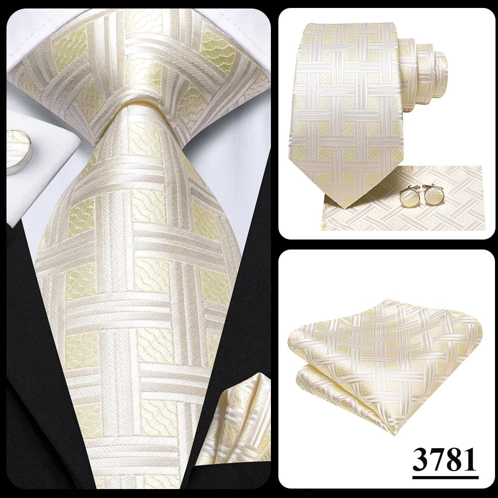 Our Brand  2025 Hi Tie Striped Sage Green Mens Fashion Necktie Handkerchief Cufflinks for Tuxedo Accessory Classic Silk Luxury Tie for Man Gift