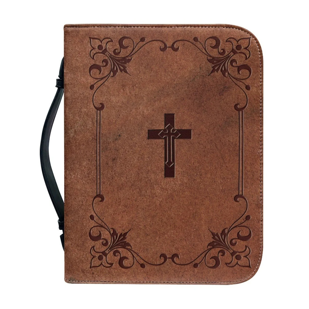 M Size Leather Cross Design Printed Book Bible Bag Student Travel Storage Bag One-handed Portable Storage Student Handbag