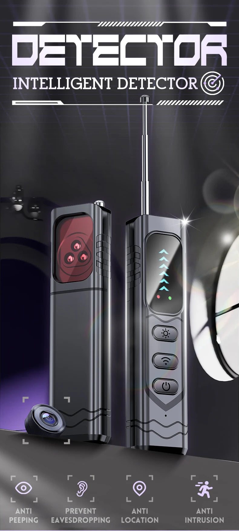 Hidden Spy Camera Detector Upgraded T17 Anti Spy Gadget GPS Tracker Finder Bug Detector Wireless RF Signal Infrared Scanner