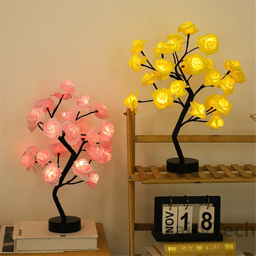 LED Rose Flower Table Lamp USB Fairy Lights Night Lights Home Celebration Wedding Bedroom Decoration