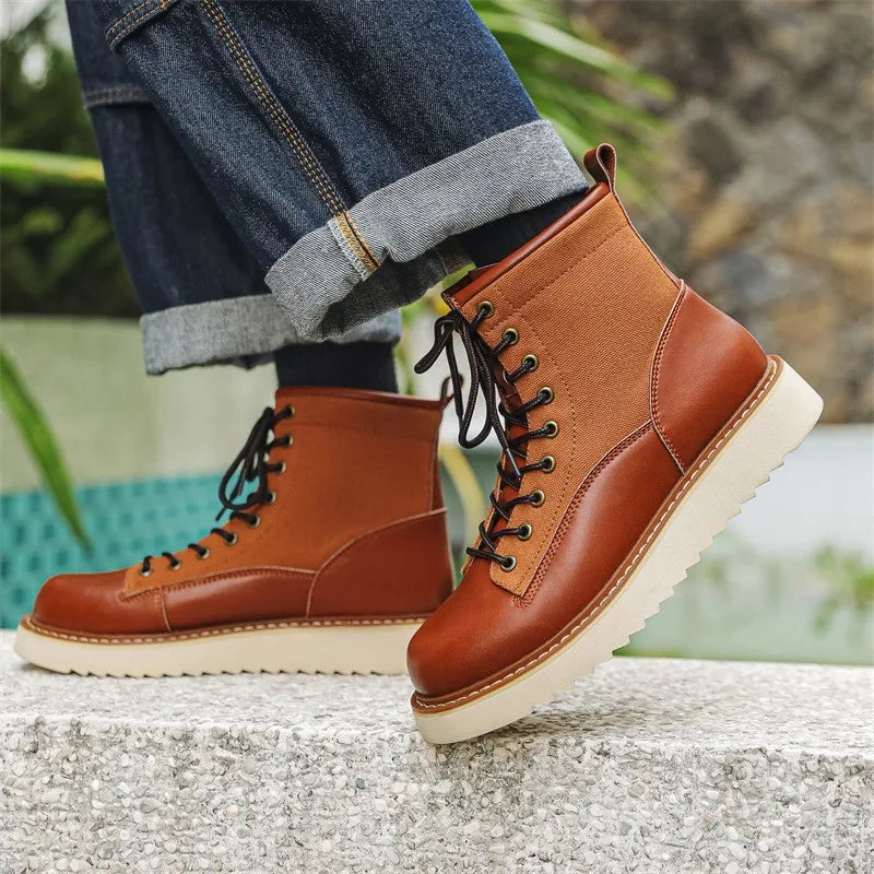 New Collection 2024-2025 Leather Boots Men's Retro Work Boots Lace Up Anti Slip Men's Boots Botas Masculino Chaussure Hommes Botas Para Hombre Botines Free gift after any purchase Free Laptop Stand