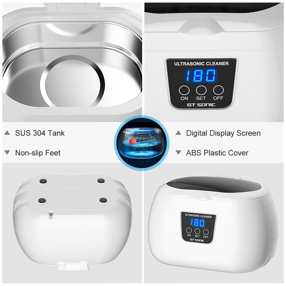 35W Digital Ultrasonic Cleaner 600ml Sonicator Bath Vibration Ultrasonic Jewelry Ring Parts Glasses Watch Cleaning Machine