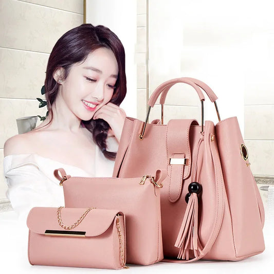 2024 JBTP New Fashion Women Bags Set 3pcs Large Casual Bags Leather Female Shoulder Bag Ladies Brand Composite Shoulder Bags