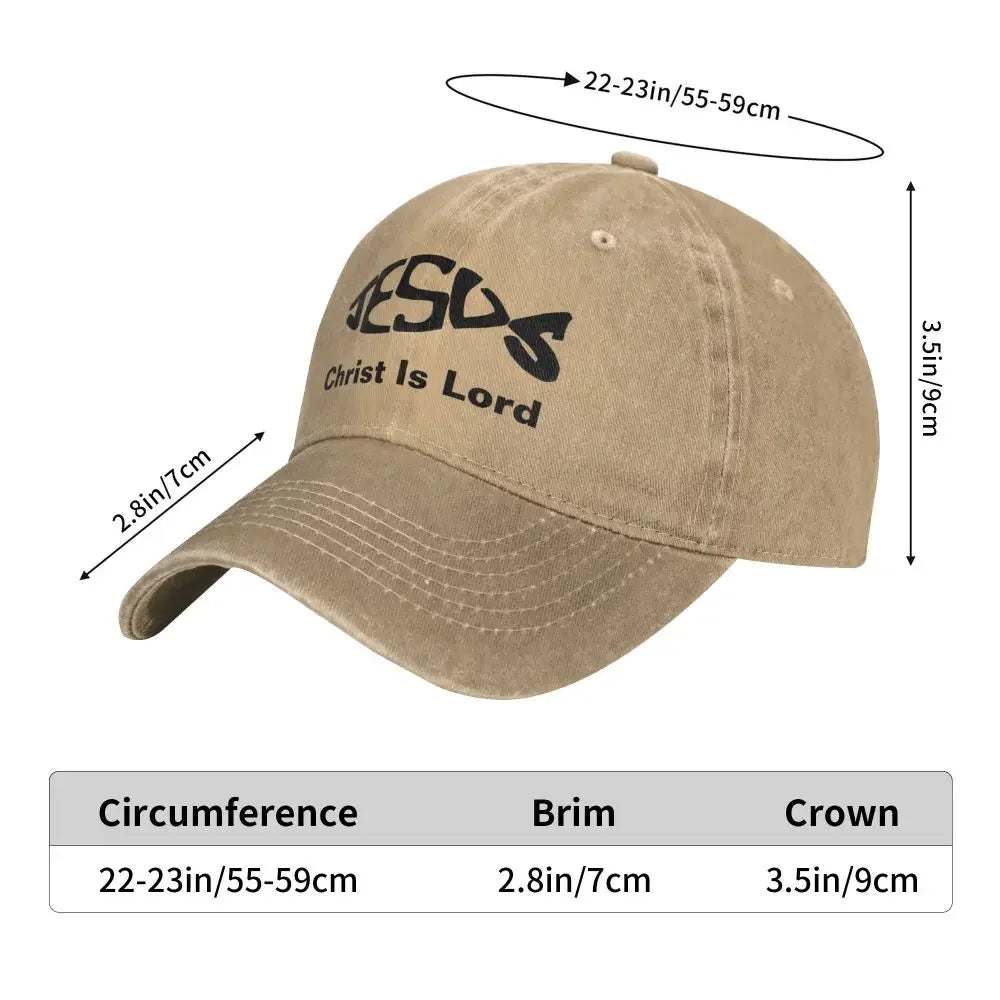 Baseball Cap Jesus- Christ Is Lord Outfit Men Women Casual Distressed Denim Fishing Lover Headwear Gift