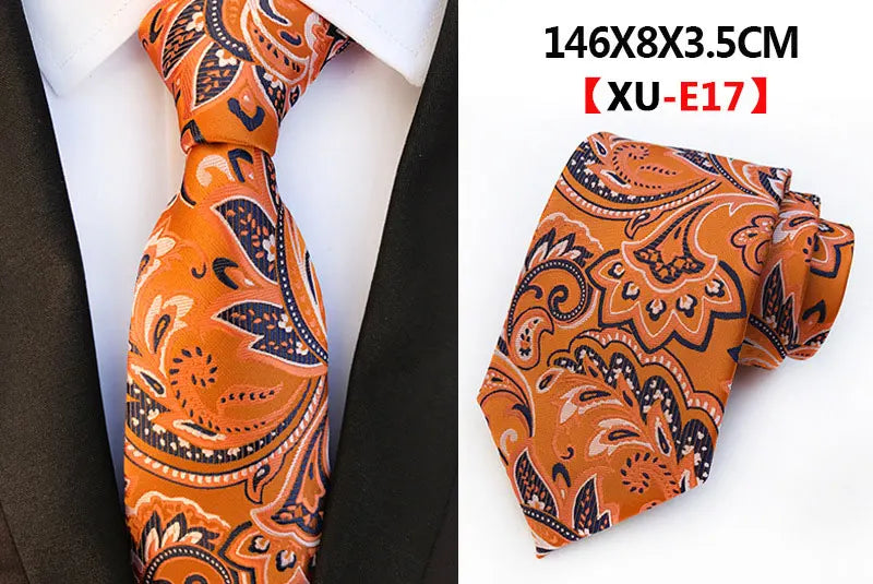 Men's Fashion Tie 8cm Silk Classic Necktie Yellow Blue Plaid Striped Flower Ties Business Wedding Mans Neckwear Gift Accessories