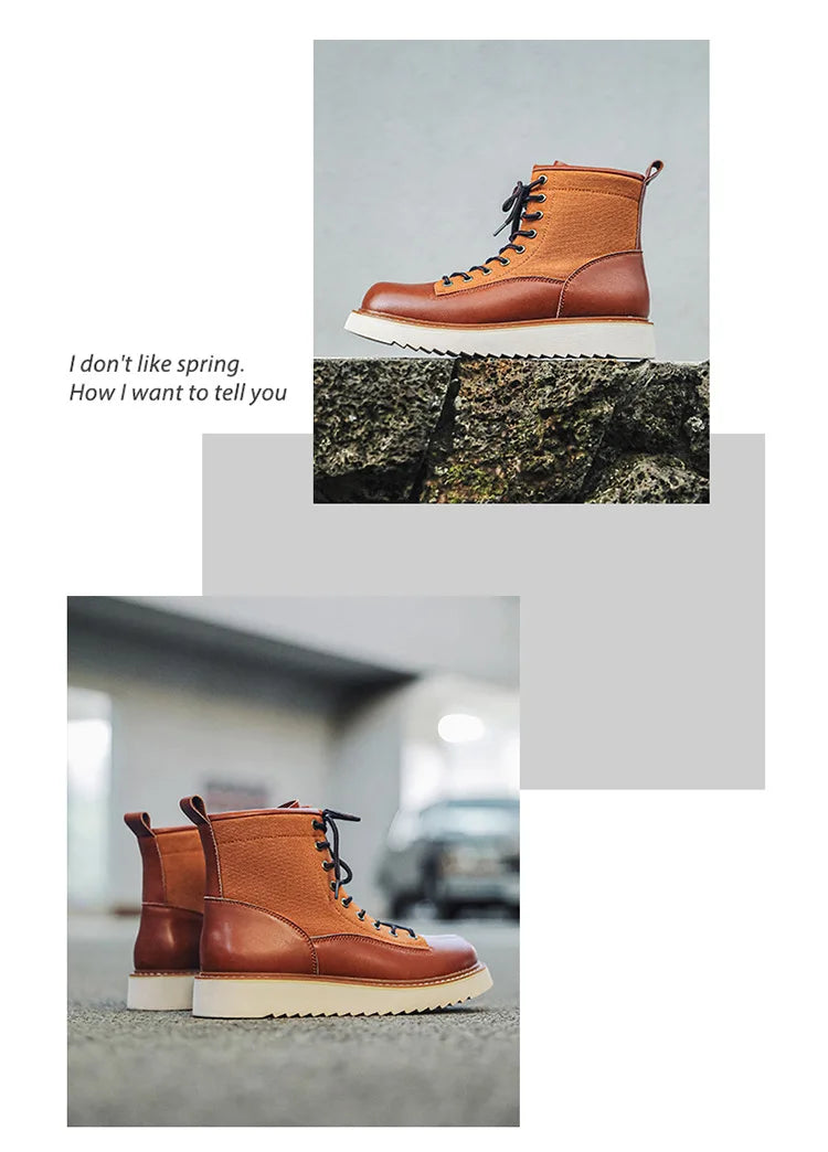 New Collection 2024-2025 Leather Boots Men's Retro Work Boots Lace Up Anti Slip Men's Boots Botas Masculino Chaussure Hommes Botas Para Hombre Botines Free gift after any purchase Free Laptop Stand