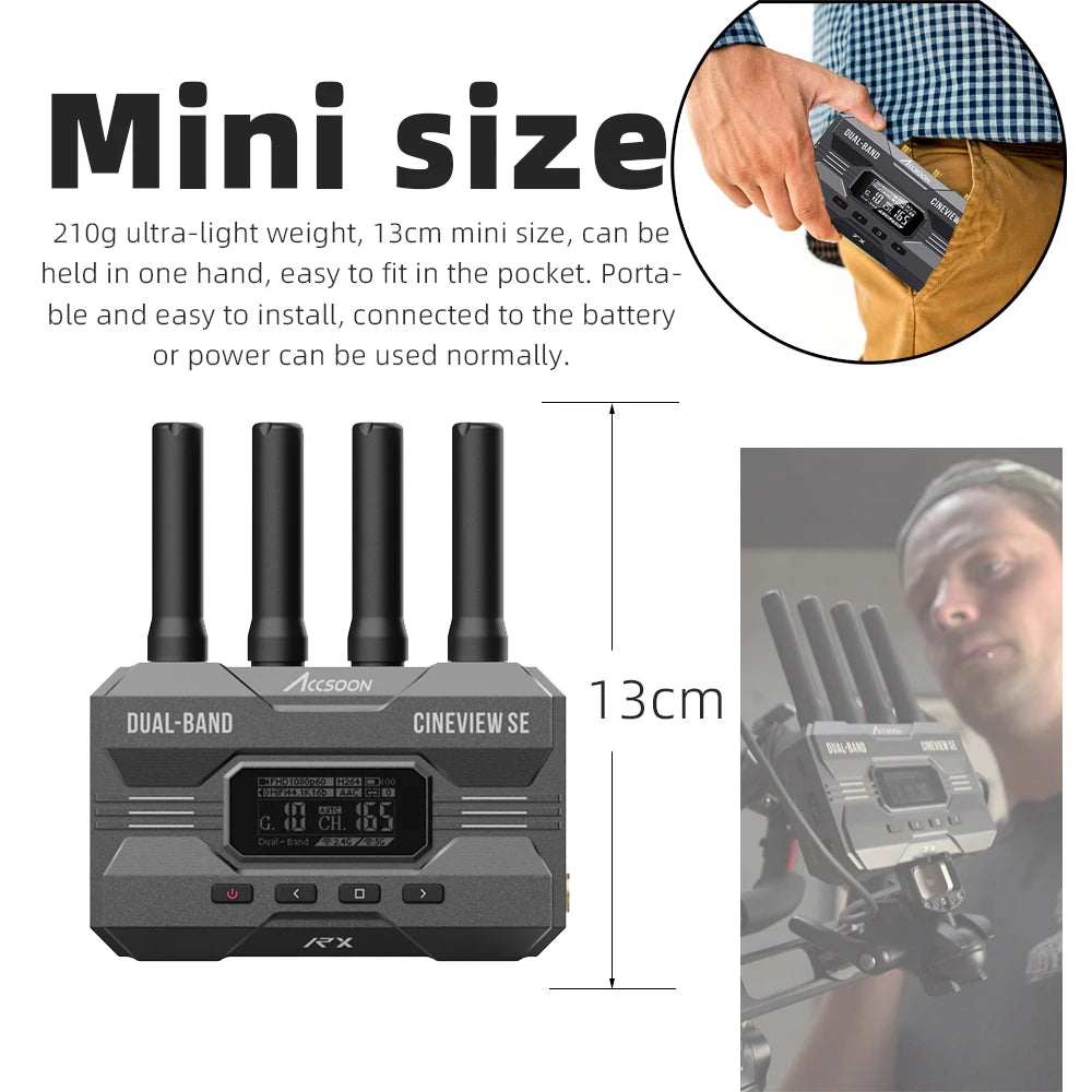 Accsoon CineView SE Wireless Transmitter HDMI+SDI 2.4GHz+5GHz Dual Band 50ms Latency 1080P 1200ft Range Support 4 Device Monitor