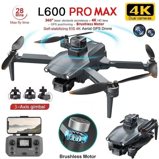 Big Sales now L600 PRO MAX GPS Drone Professional 4K 3-Axis PTZ HD Dual Camera Obstacle Avoidance Brushless Motor 5G WIFI RC Quadcopter Toys