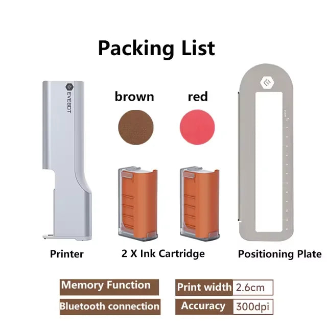 EVEBOT Food Inkjet Printer Handheld DIY Printpen With Auxiliary Ruler Print Size 26*1000 MM Custom Printing for Cafes Bakeries