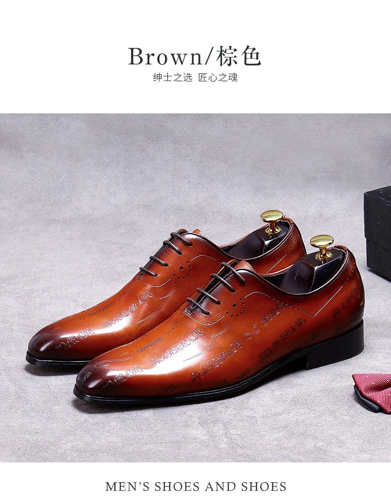 Our New Collections 2024-2025 Handmade Mens Wedding Oxford Shoes Brown Genuine Leather Brogue Men's Dress Shoes Lace Up Business Formal Shoes For Men