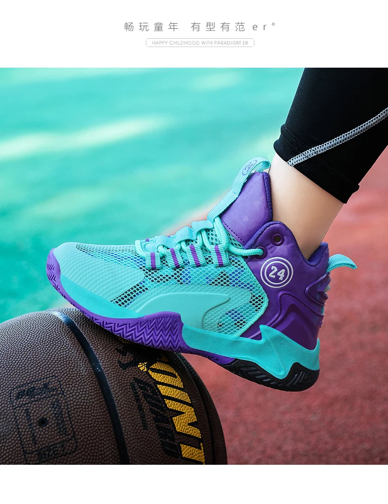 New Kids Basketball Shoes Boys Original Professional Men Field Breathable Gym Cushion Women Basketball Boots Tennis Sports Shoes
