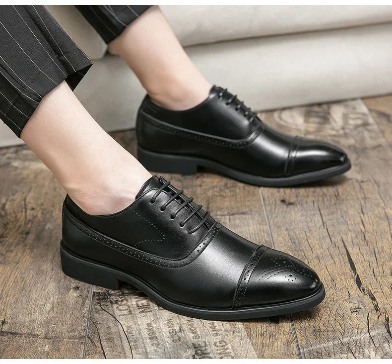 Our New Collections 2024-2025 Men's Formal  Shoes Red Sole Fashion Business Casual Party Banquet Daily Retro Carved Lace-up Brogue Dress Wedding Shoes Size 48