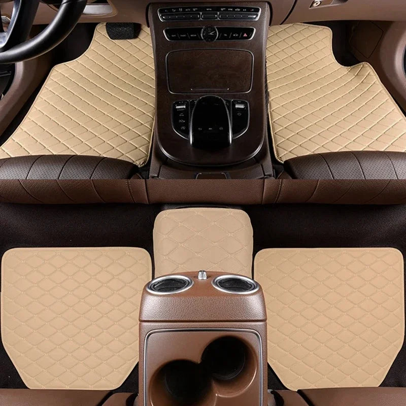5PCS Universal Car Floor Mats PU Leather Waterproof Auto Foot Pad Protector Carpet Front and Rear Mats Set Auto Accessories