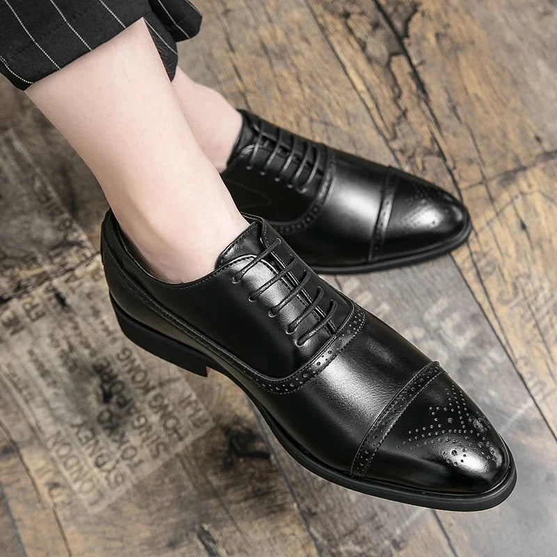 Our New Collections 2024-2025 Men's Formal  Shoes Red Sole Fashion Business Casual Party Banquet Daily Retro Carved Lace-up Brogue Dress Wedding Shoes Size 48