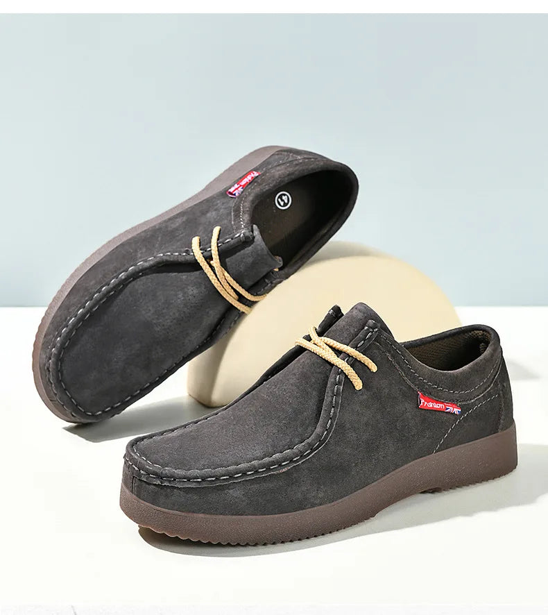 Autumn Men Casual Shoes Suede Leather Work Shoes Male Lace-up Flats Sneakers Platform British Business Party Dress Shoes 38-45