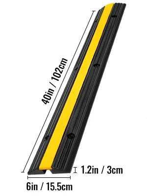 VEVOR Cable Protector Modular Rubber Speed Bump 4PCS 1 Channel Driveway Ramp Wire Cover Cord Guard for Parking Lot Warehouses
