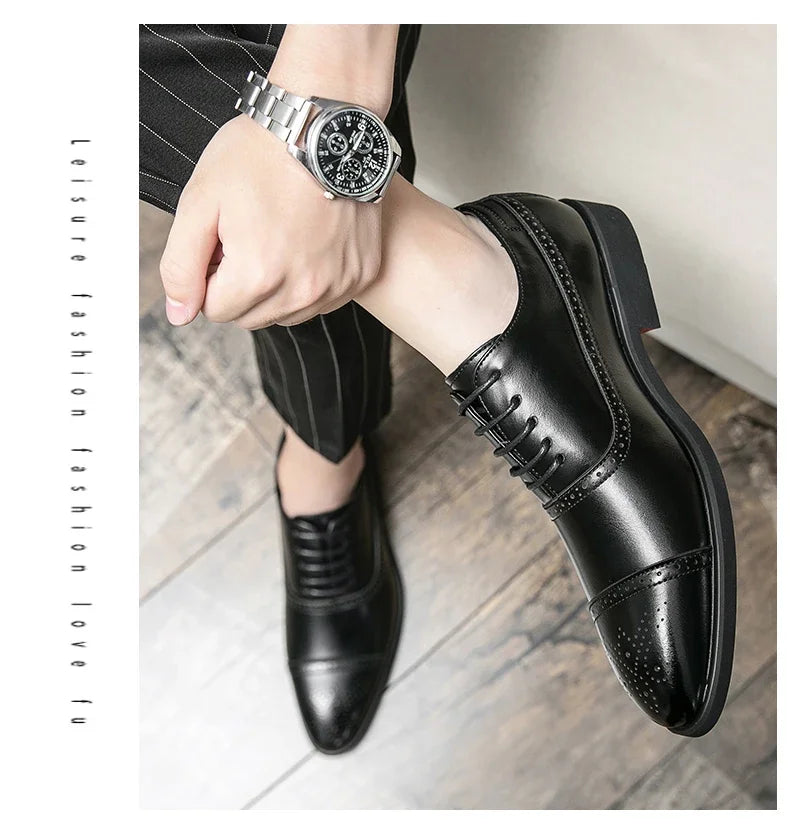 Our New Collections 2024-2025 Men's Formal  Shoes Red Sole Fashion Business Casual Party Banquet Daily Retro Carved Lace-up Brogue Dress Wedding Shoes Size 48