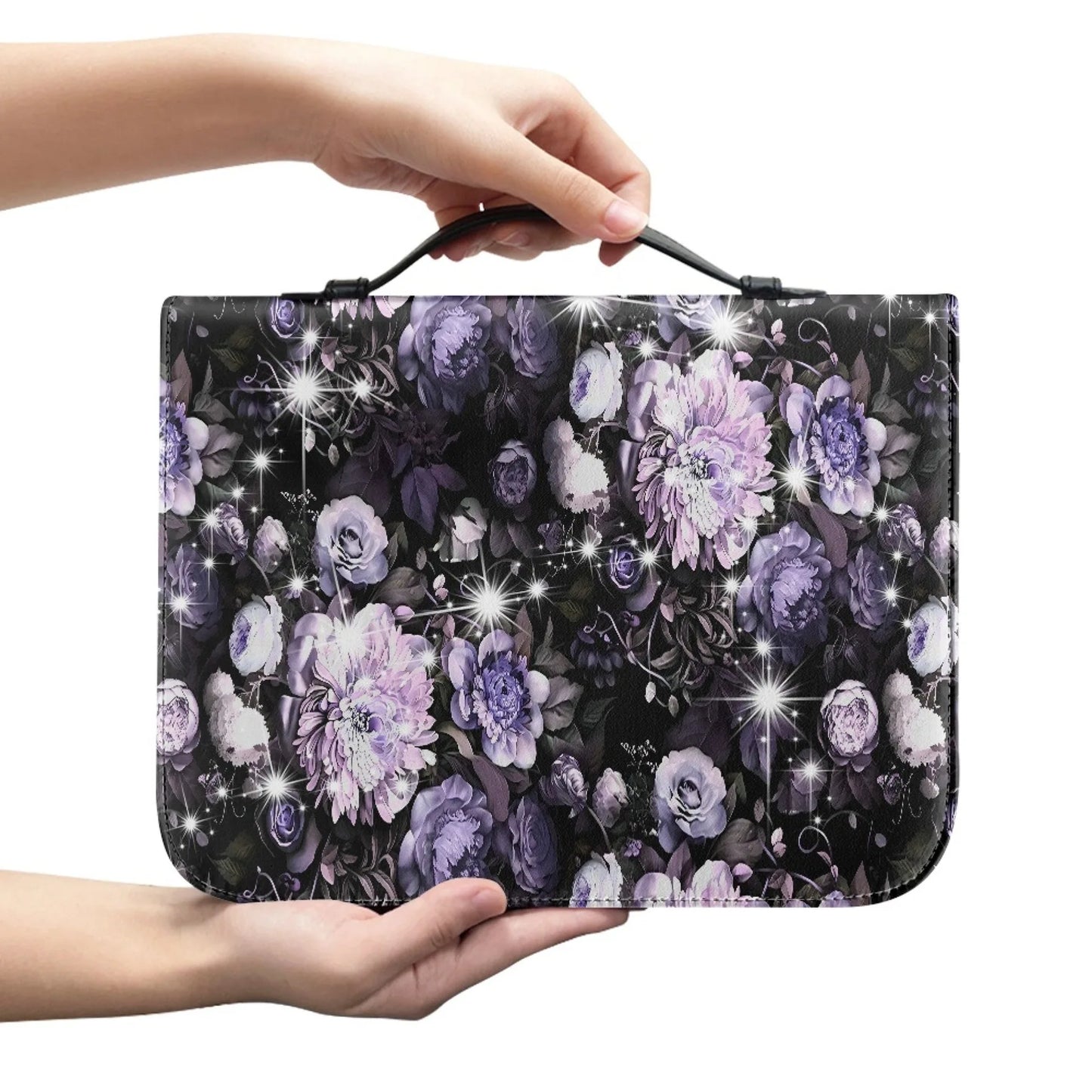 M Size Leather Cross Design Printed Book Bible Bag Student Travel Storage Bag One-handed Portable Storage Student Handbag