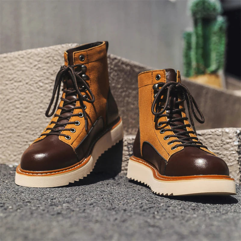 New Collection 2024-2025  Brand Men Genuine Leather  Boots 2024 Men Brand Comfortable Retro British Style Work Outdoor Ankle Classic Handmade Boots Buy one boots Get a free Laptop stand