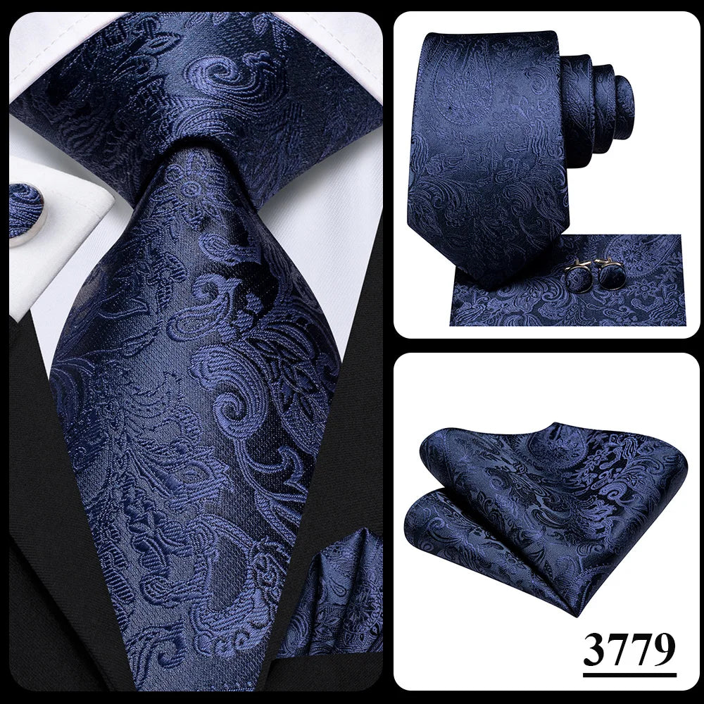 Our Brand  2025 Hi Tie Striped Sage Green Mens Fashion Necktie Handkerchief Cufflinks for Tuxedo Accessory Classic Silk Luxury Tie for Man Gift