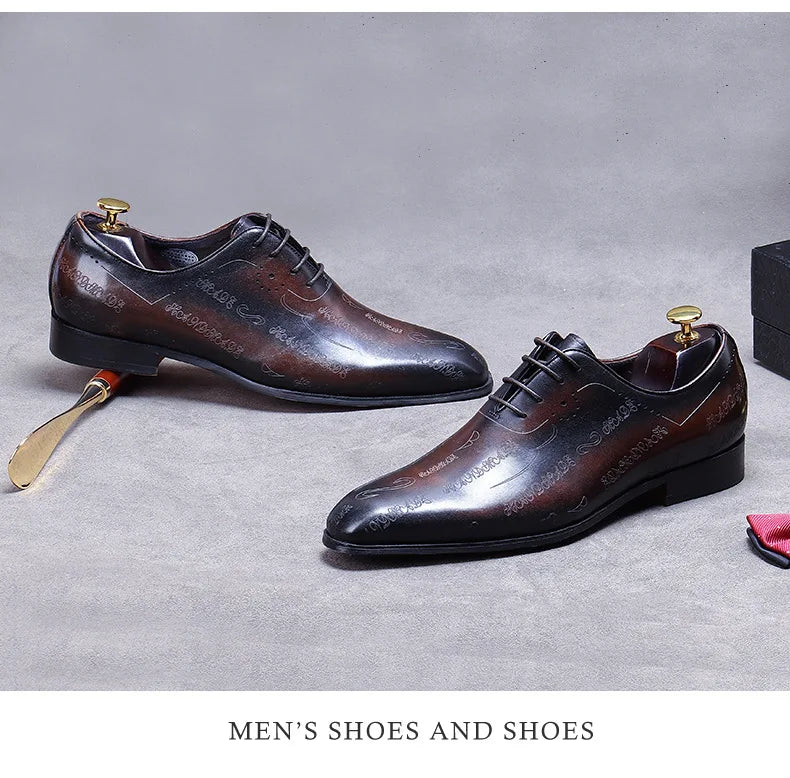 Our New Collections 2024-2025 Handmade Mens Wedding Oxford Shoes Brown Genuine Leather Brogue Men's Dress Shoes Lace Up Business Formal Shoes For Men