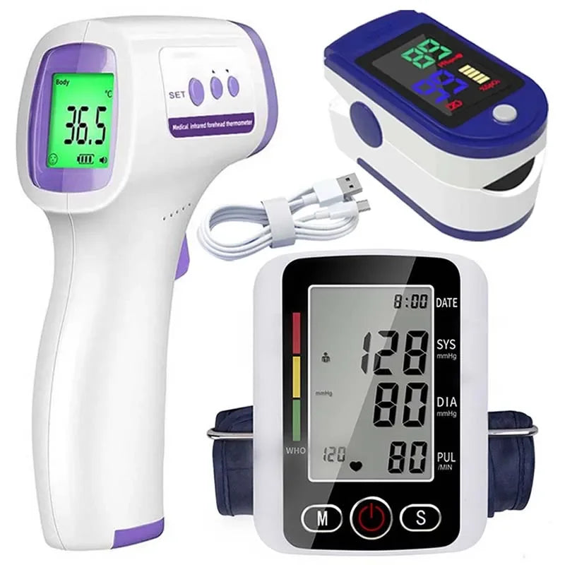 Digital Arm Blood Pressure Test Kit Cuff Sensor Monitor BP Automatic Pressure Tonometer Tensiometer Heart Rate Pulse Meter