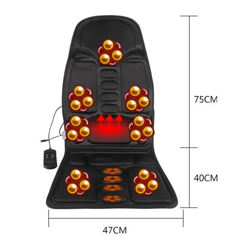 Car Home Office Massage Full-Body Back Neck Waist Therapy Heat 7 Motors Vibrate Heated Massage Electric Vibrator Cushion Seat