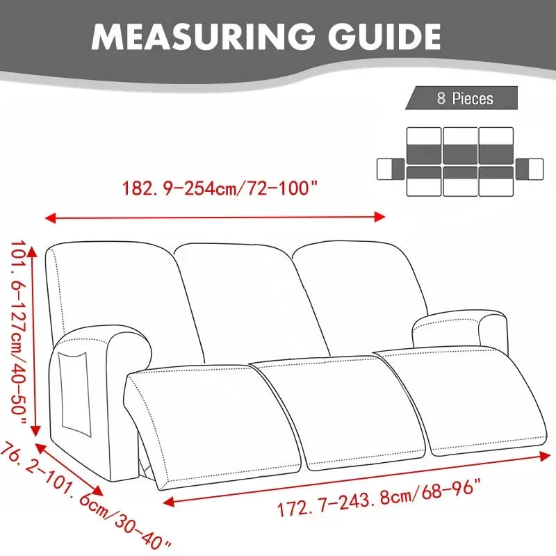 3 Seat Jacquard Recliner Sofa Cover Solid Color Lazy Boy Chair Covers Stretch Non Slip Couch Armchair Slipcovers for Living Room