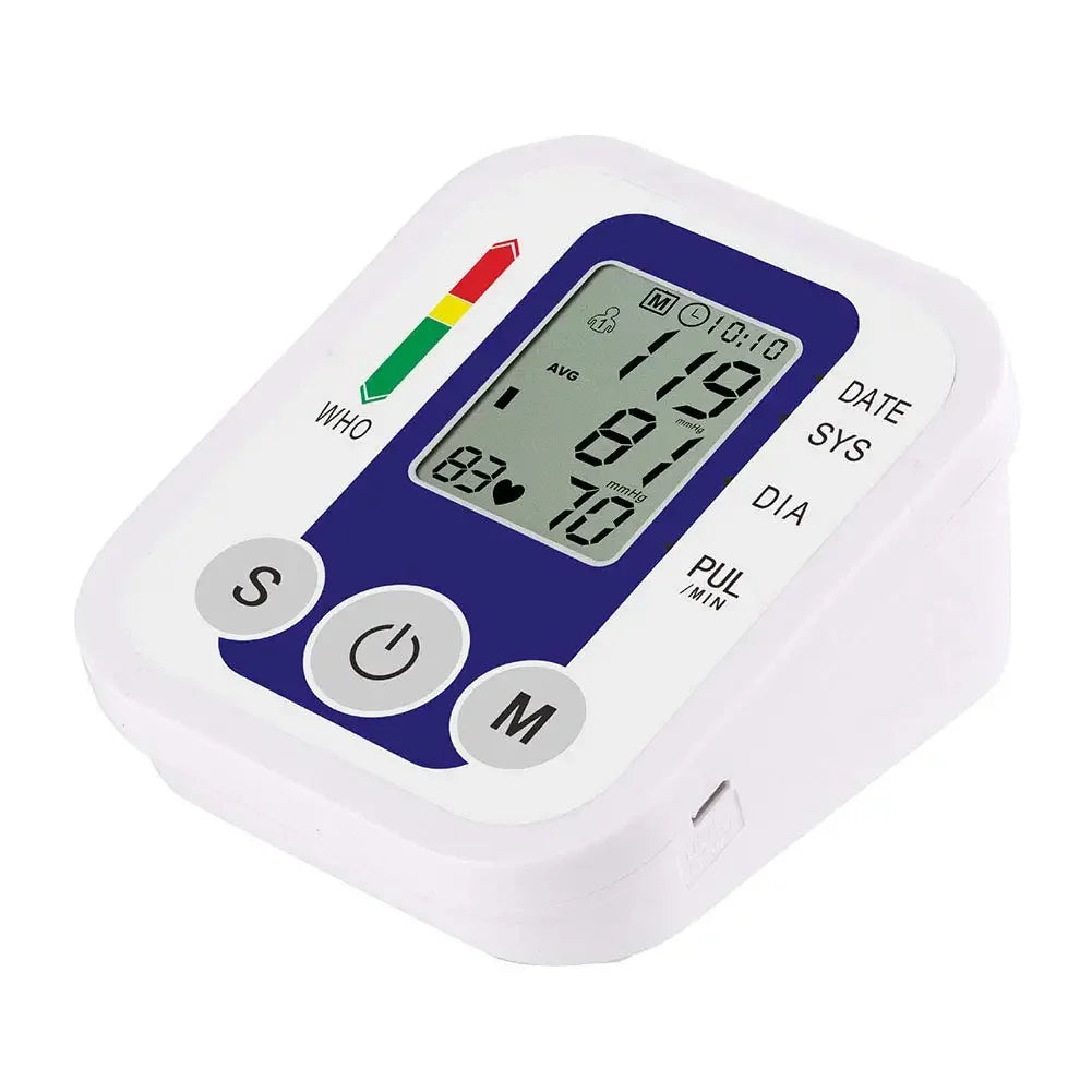 LCD Portable Health Care Pulse Meter BP Monitor Automatic Digital Arm Blood Pressure Monitor Tonometer Meter Sphygmomanometer