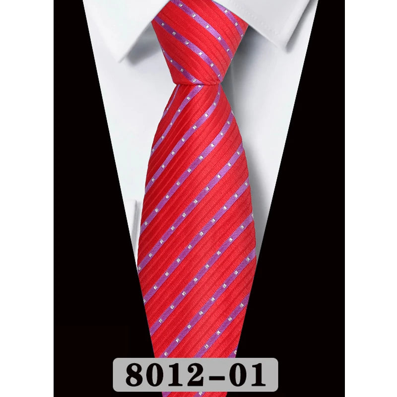 Men's Tie Fashion 8cm Classic Necktie Stripes Navy Blue Ties Business Wedding Mans Neckwear Gift Accessories