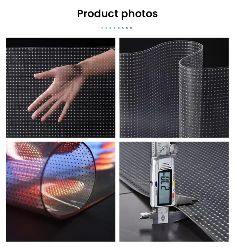 Our New collection 2025 Indoor/Outdoor hot sale flexible led window P6 film sheets led film water stickiness flexible tv Transparency up to 90% crystal