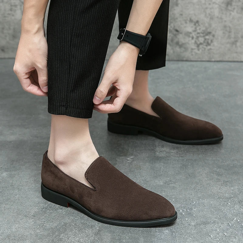 NEW 2024-2025 Luxury Leather Men Shoes Shoes Men Loafers Slip On Suede Pointed Toe Daily Wedding Party Classy Casual Shoes for man Only 6000 copies are available