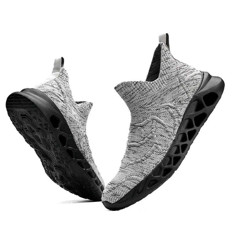 Big Size 40-47 Men Tennis Sport Shoes Breathable Mesh Sock Sneakers Slip-on Walking Footwear Super Light Trainer Tenis Masculino
