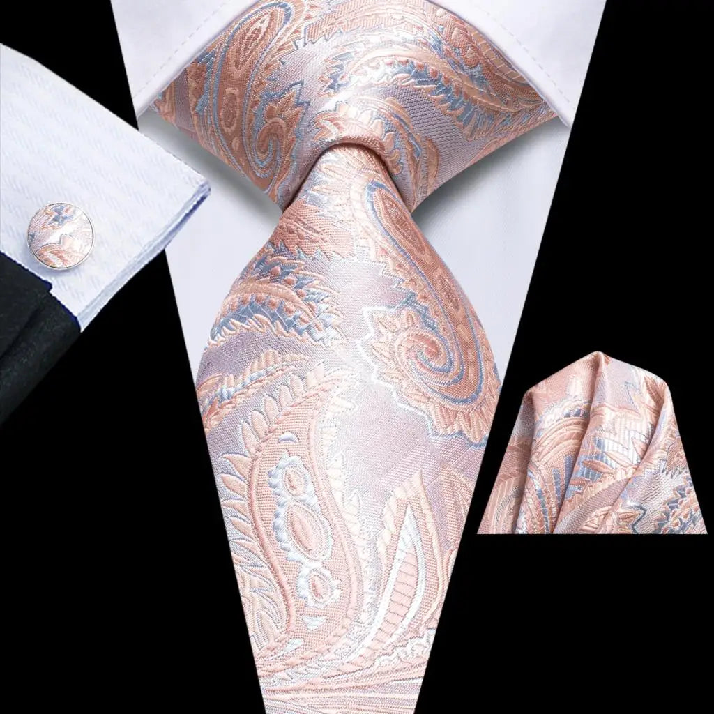 Our Brand  2025 Hi Tie Striped Sage Green Mens Fashion Necktie Handkerchief Cufflinks for Tuxedo Accessory Classic Silk Luxury Tie for Man Gift