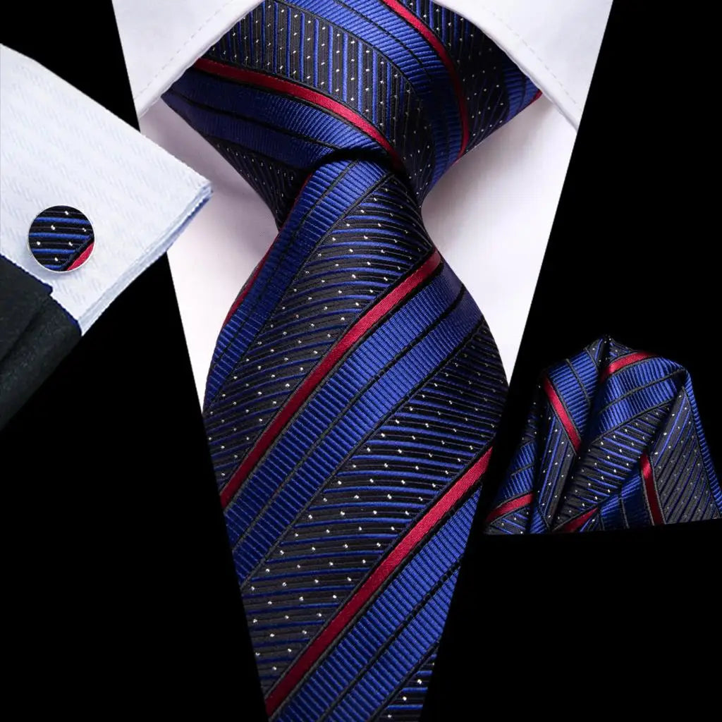 Our Brand  2025 Hi Tie Striped Sage Green Mens Fashion Necktie Handkerchief Cufflinks for Tuxedo Accessory Classic Silk Luxury Tie for Man Gift