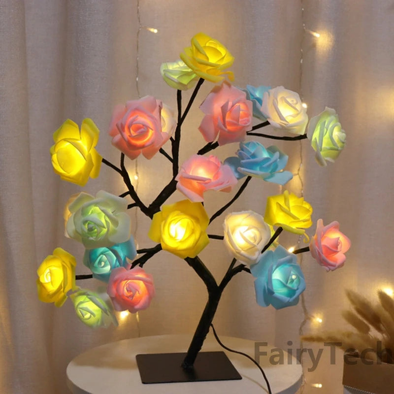 LED Rose Flower Table Lamp USB Fairy Lights Night Lights Home Celebration Wedding Bedroom Decoration
