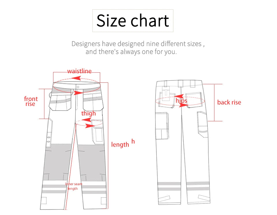 Electrician Men Working Pants Multi Functional Pockets Wear-resistance Workwear Trousers Reflective Work Mechanic Repair Mens Cargo Pants