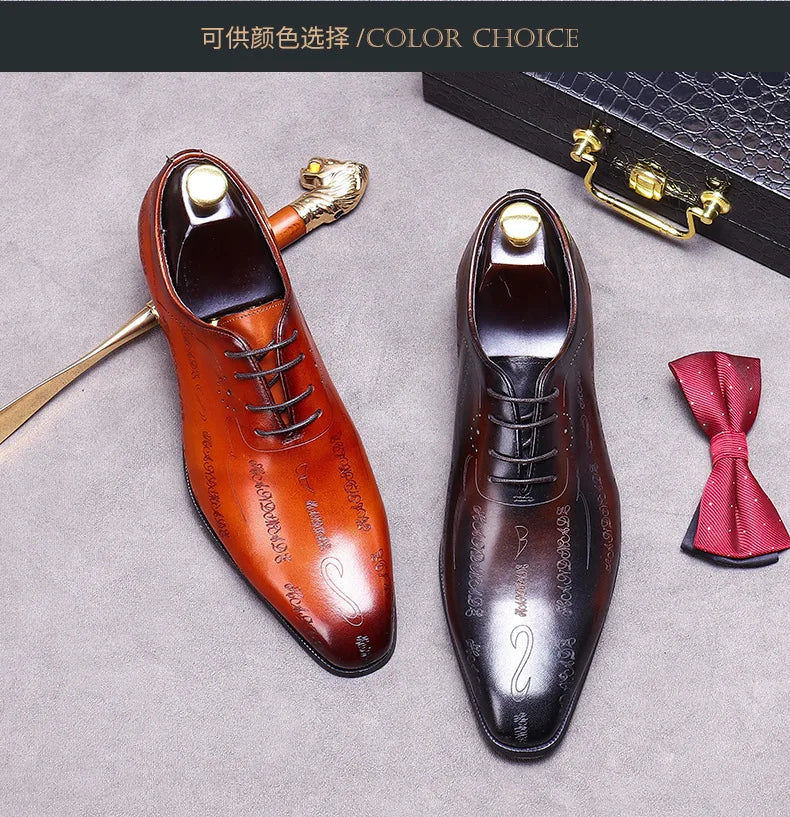 Our New Collections 2024-2025 Handmade Mens Wedding Oxford Shoes Brown Genuine Leather Brogue Men's Dress Shoes Lace Up Business Formal Shoes For Men
