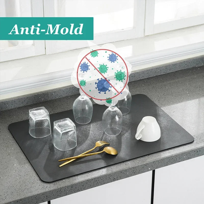 1pc Solid Color Drying Mat Non-Slip Absorbent Mat Tableware Kitchen Counter Drain Mats Placemats For Table