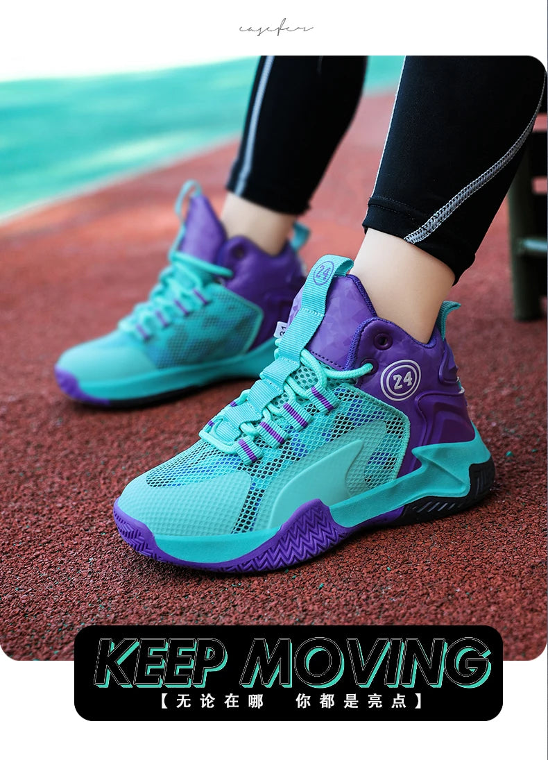 New Kids Basketball Shoes Boys Original Professional Men Field Breathable Gym Cushion Women Basketball Boots Tennis Sports Shoes