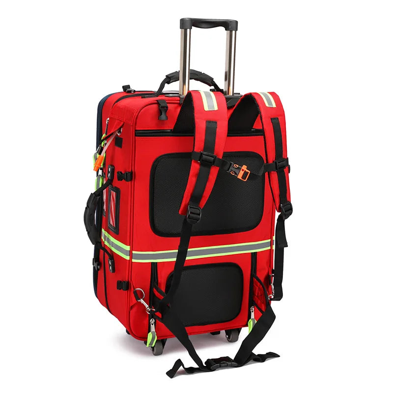 Empty Detachable Trolley Backpack Survival Kit Bag Medical Care Trolley Emergency Rescue Doctor Visit First Aid Bag