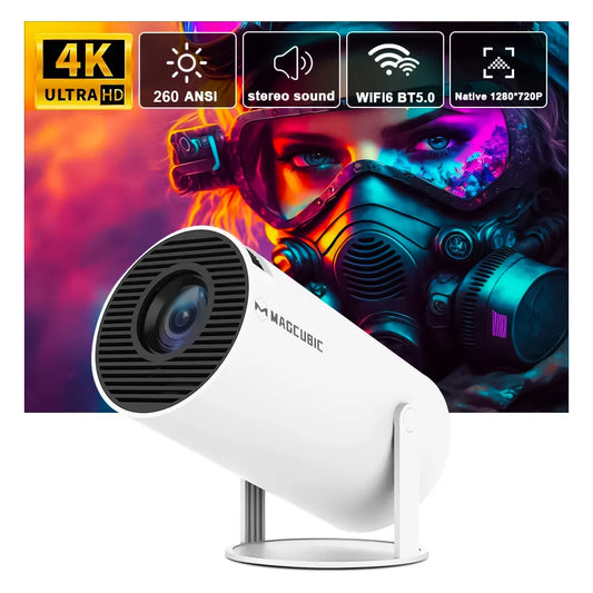 Transpeed 4K WiFi 6 Projector - Android 11, 260 ANSI, Dual WiFi, BT5.0, 1280*720P Home Cinema, Portable Outdoor HY300 Pro