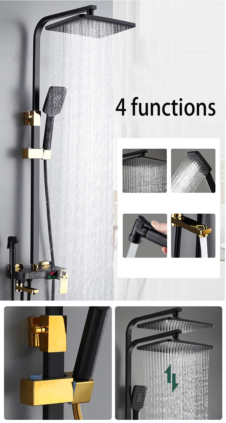 New 2024-2025 Chrome Digital Bathroom Shower System for Bathroom Accessories Brass Bathroom Mixer Faucet Thermostatic Digital Shower Set Plus FREE SHIPPING