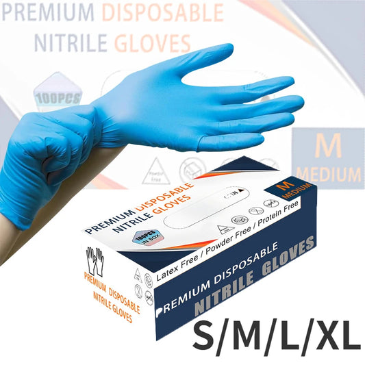 50/100PCS Blue Disposable Nitrile Gloves Household Waterproof Nitrile Gloves Gloves Medium, Blue Heavy Duty Disposable Gloves, Powder Free, Latex Free, and Protein Free, Medical, Food, Multi Use