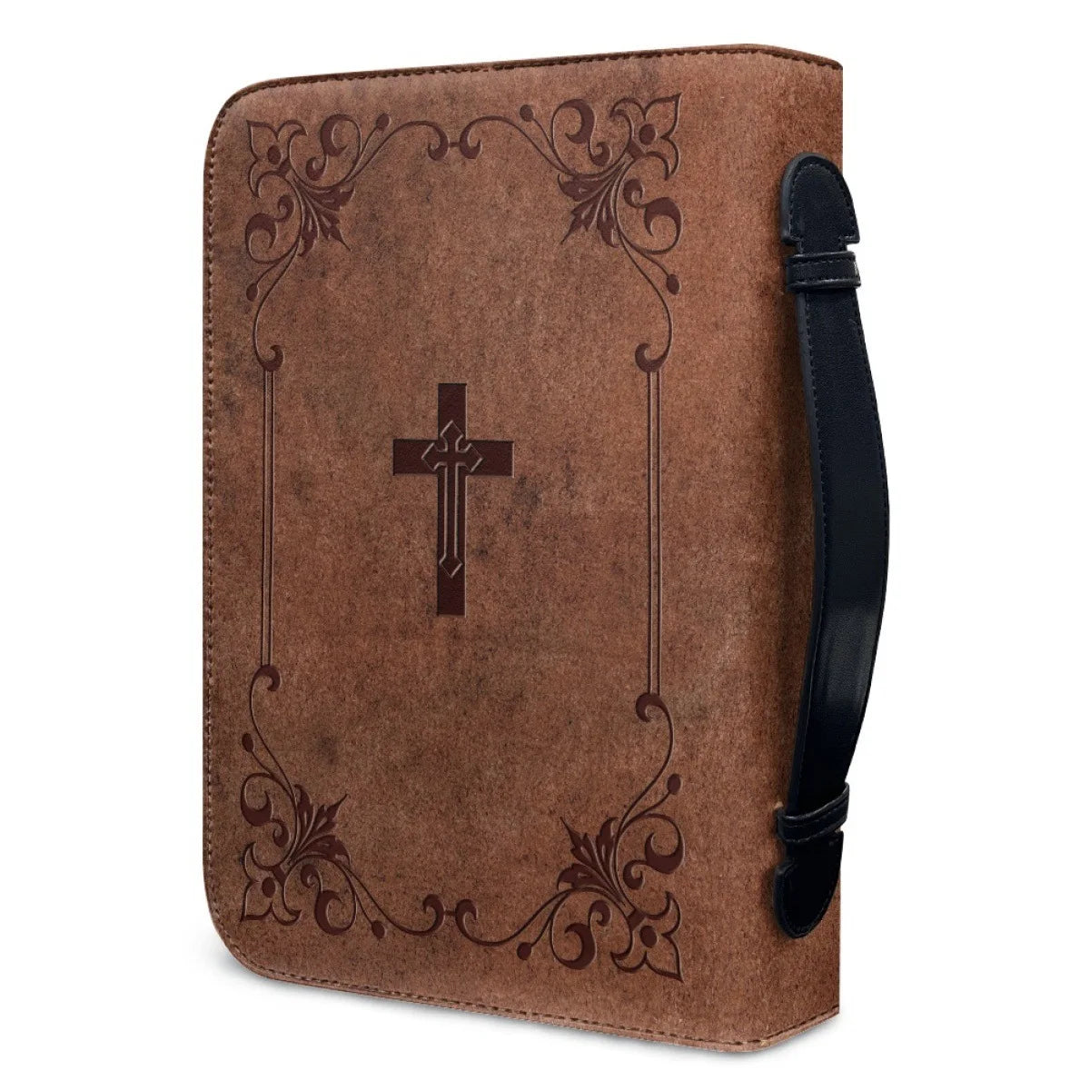 M Size Leather Cross Design Printed Book Bible Bag Student Travel Storage Bag One-handed Portable Storage Student Handbag