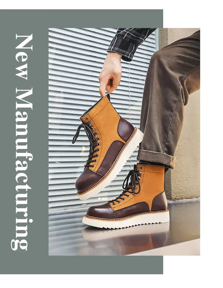 New Collection 2024-2025  Brand Men Genuine Leather  Boots 2024 Men Brand Comfortable Retro British Style Work Outdoor Ankle Classic Handmade Boots Buy one boots Get a free Laptop stand