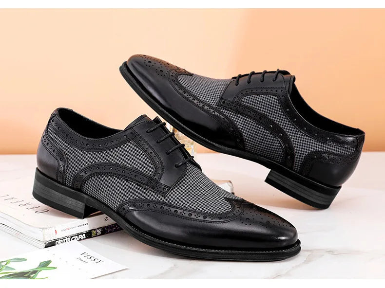 END OF YEAR SALES Leather Brogues Men Big Size Fashion Wedding Party Men Dress Shoes Italian Designer Male Drivng Formal Shoes Lace Up Men Oxfords