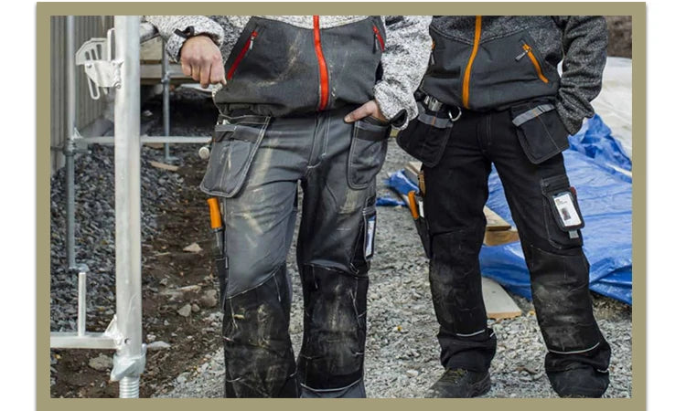 Electrician Men Working Pants Multi Functional Pockets Wear-resistance Workwear Trousers Reflective Work Mechanic Repair Mens Cargo Pants