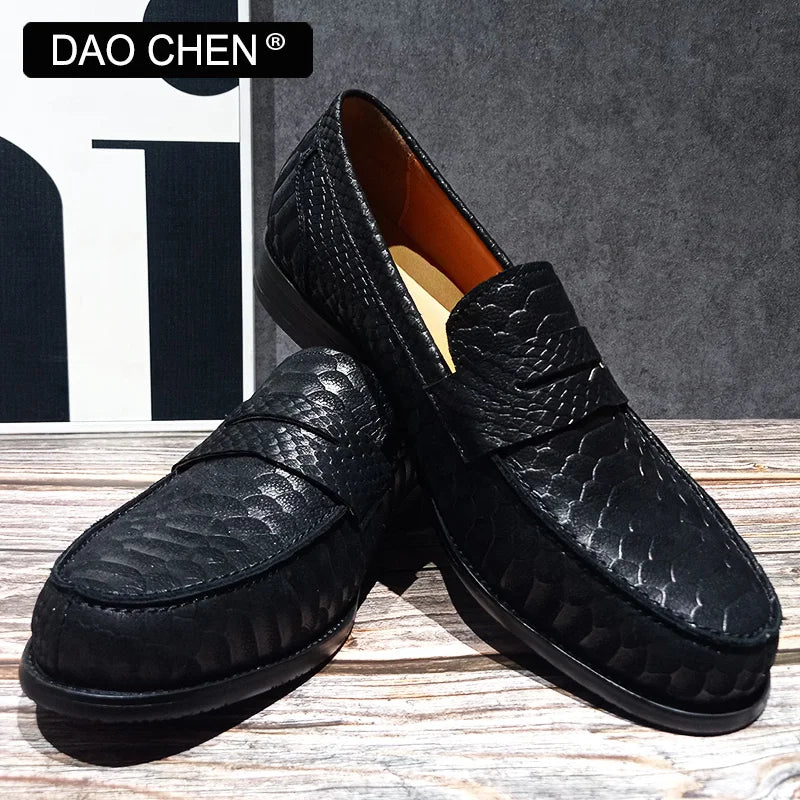 LUXURY MEN LOAFERS SHOES BLACK SLIP ON CASUAL DRESS MAN SHOE WEDDING OFFICE BANQUET SUEDE LEATHER LOAFERS SHOES FOR MEN